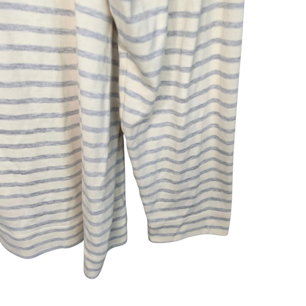 L.L. Bean Womens Plus 3X Striped Cowl Neck Top Shirt Cream Gray Supima Cotton - Picture 3 of 9